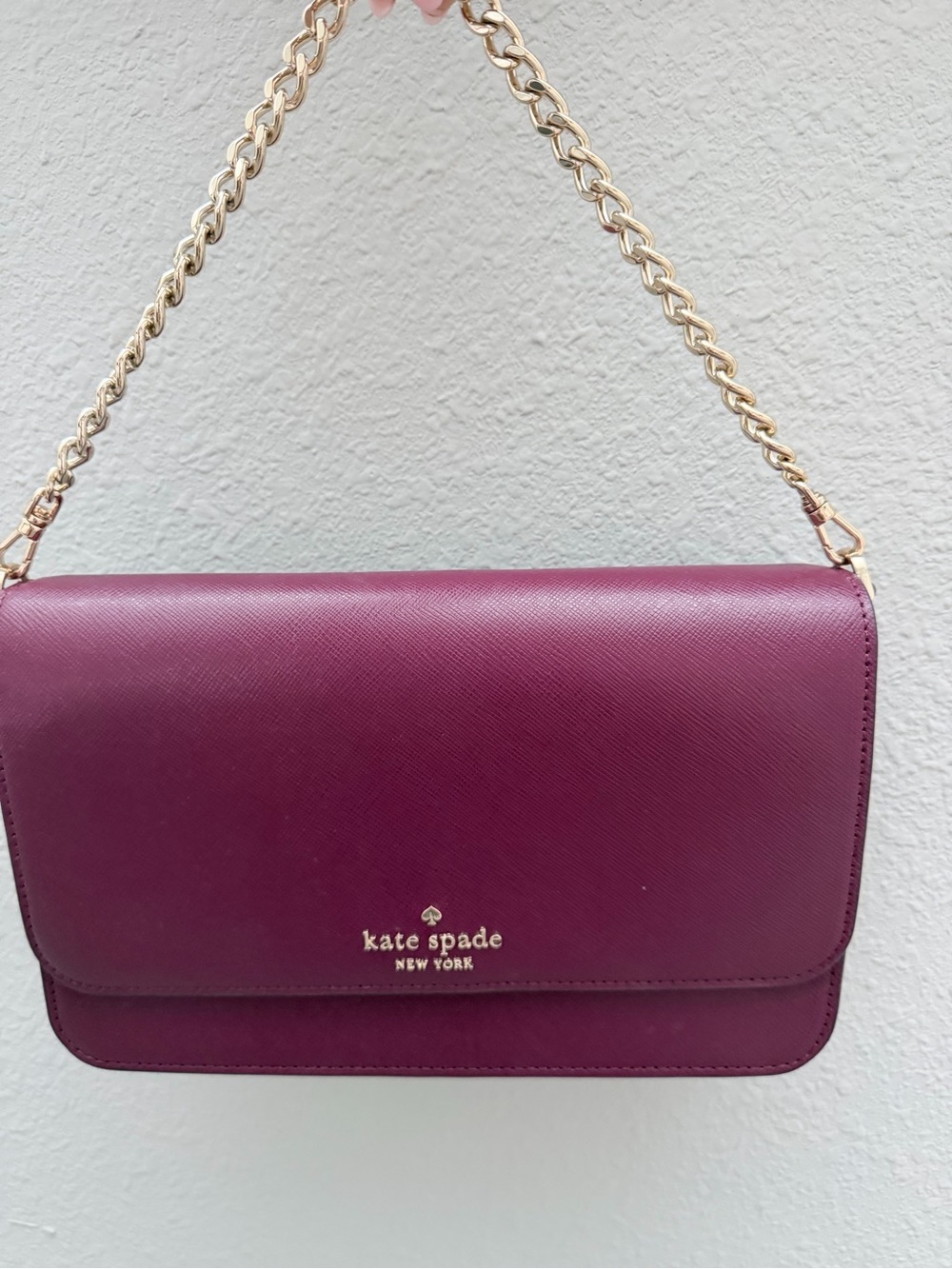 kate spade Plum Wine Leather Chain Shoulder Bag NWOT NEVER WORN